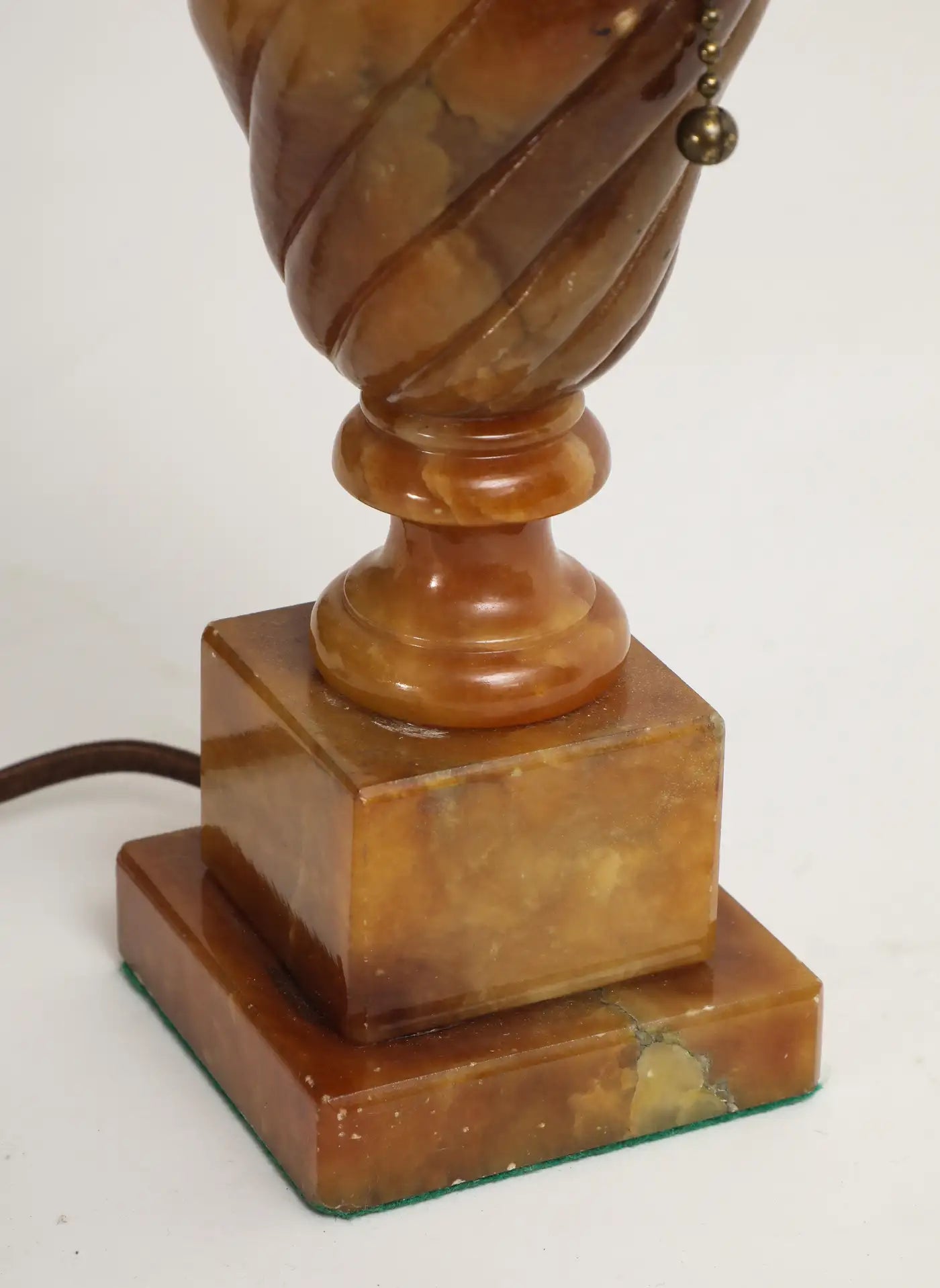 Midcentury Carved Amber-Colored Onyx Table Lamp