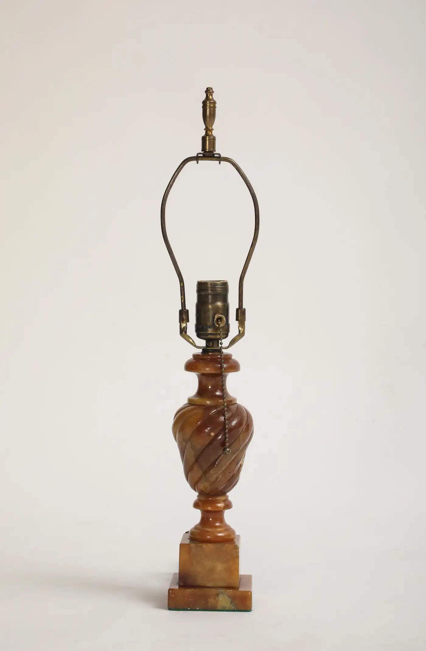 Midcentury Carved Amber-Colored Onyx Table Lamp