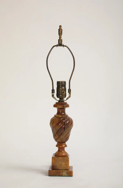 Midcentury Carved Amber-Colored Onyx Table Lamp