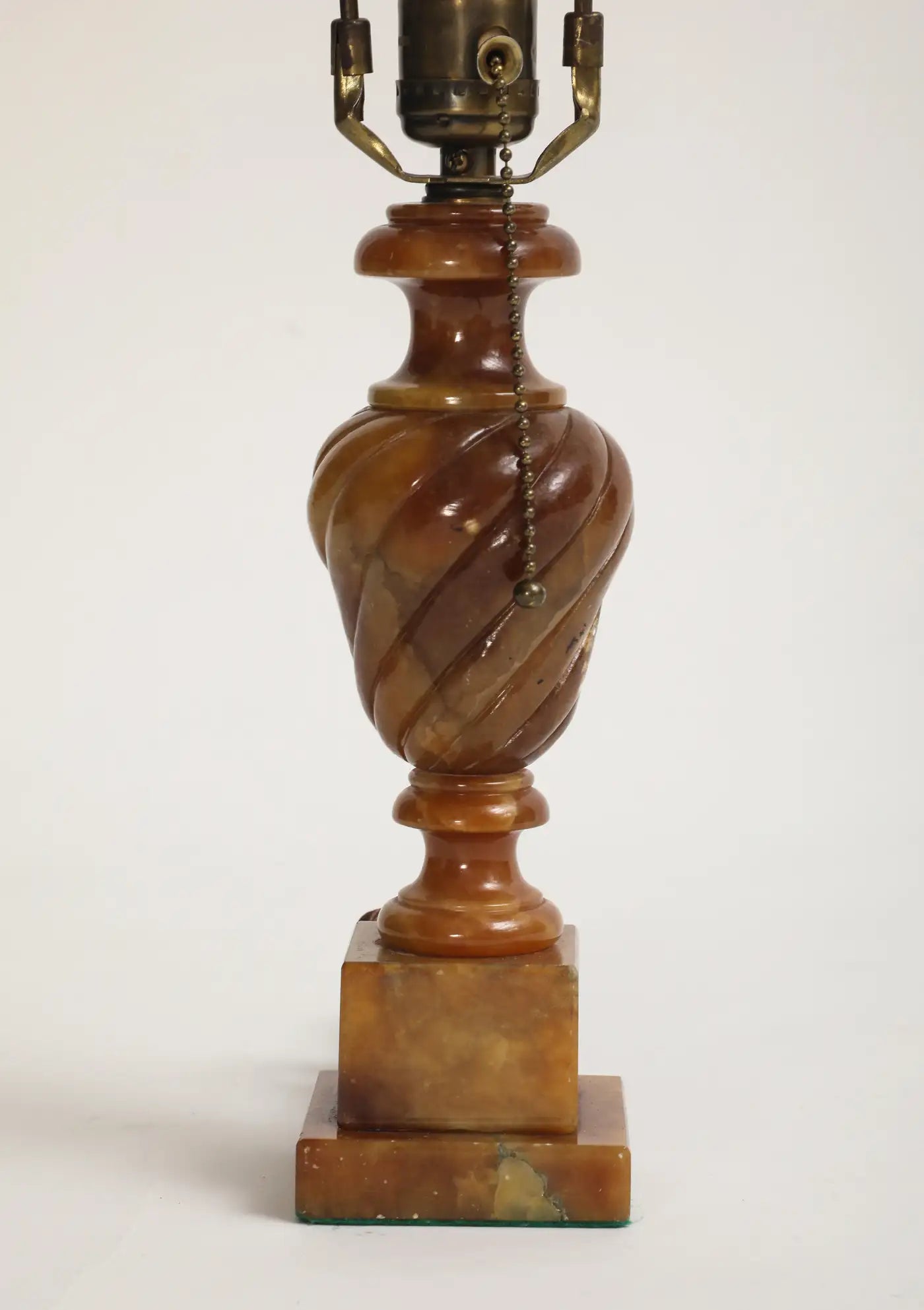 Midcentury Carved Amber-Colored Onyx Table Lamp