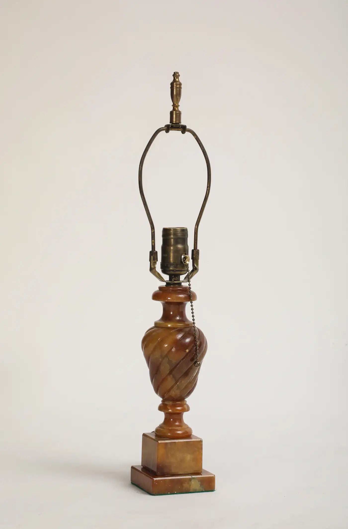 Midcentury Carved Amber-Colored Onyx Table Lamp
