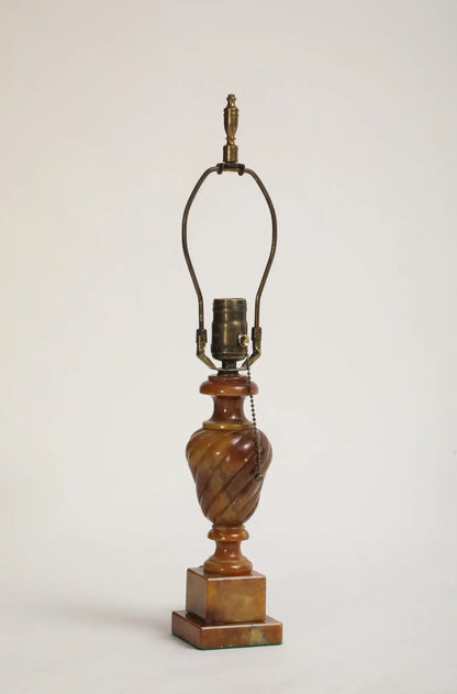 Midcentury Carved Amber-Colored Onyx Table Lamp