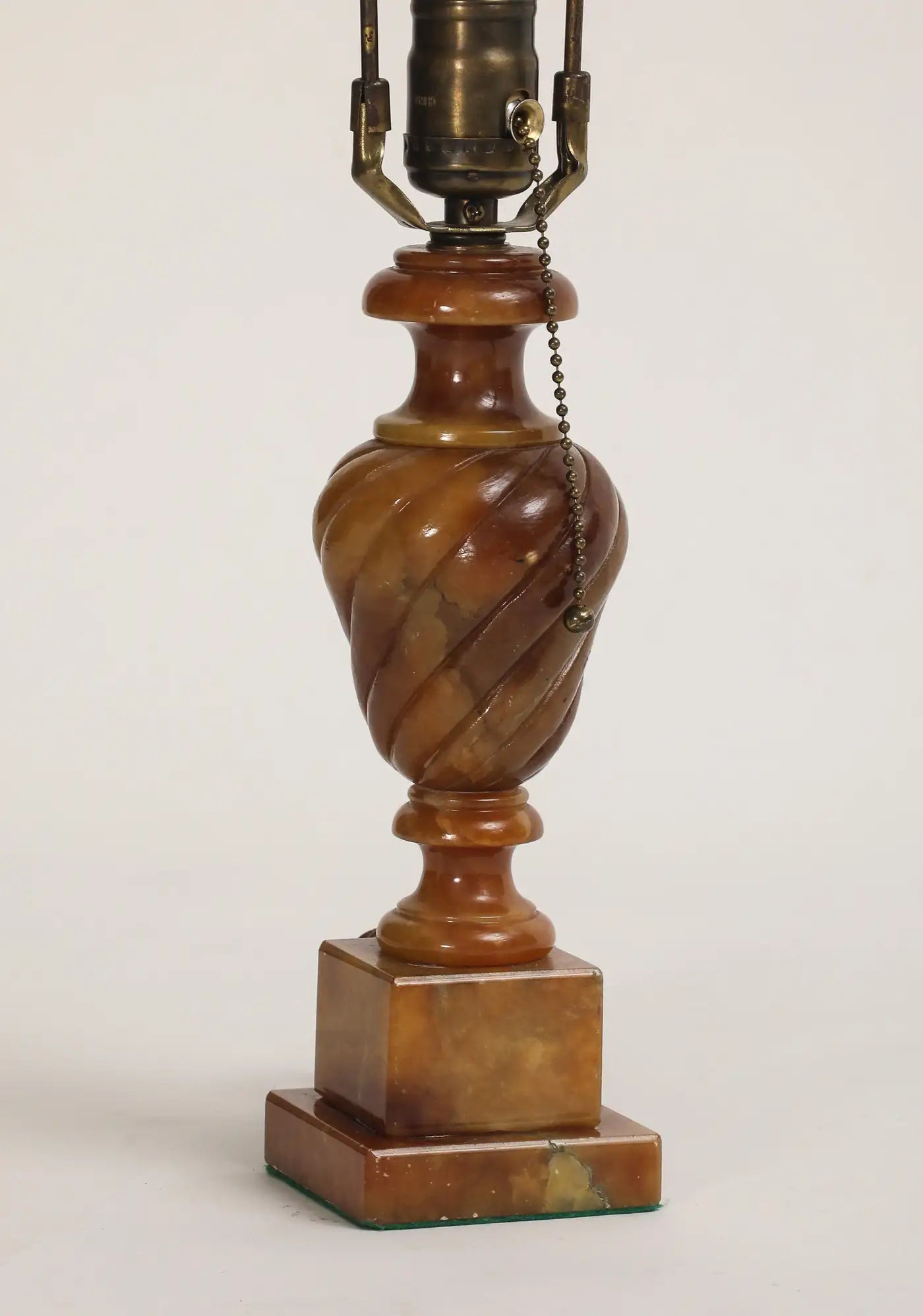 Midcentury Carved Amber-Colored Onyx Table Lamp