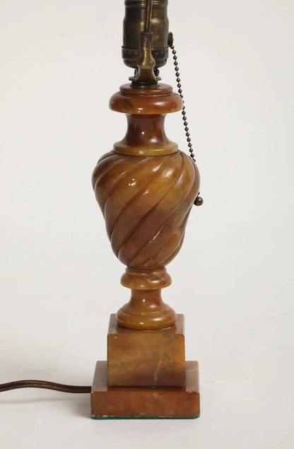 Midcentury Carved Amber-Colored Onyx Table Lamp