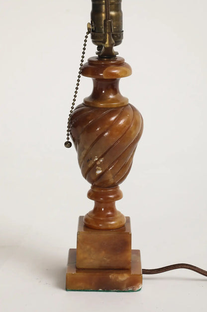 Midcentury Carved Amber-Colored Onyx Table Lamp