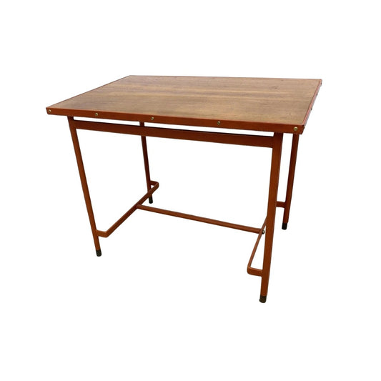 Midcentury French Leather Wrapped Writing Table attributed to Jacques Adnet
