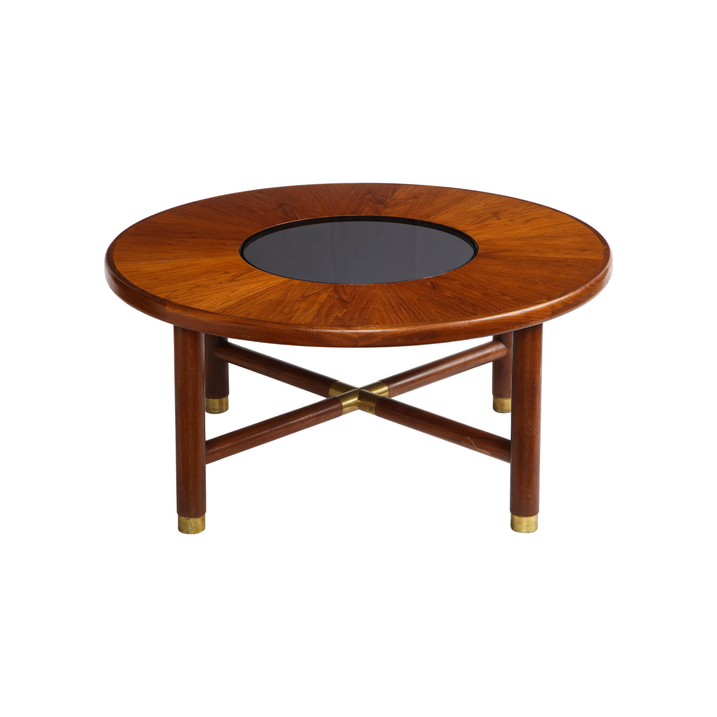 Midcentury Round Teak and Smoked Glass Coffee Table by G-Plan, U.K. 1960s