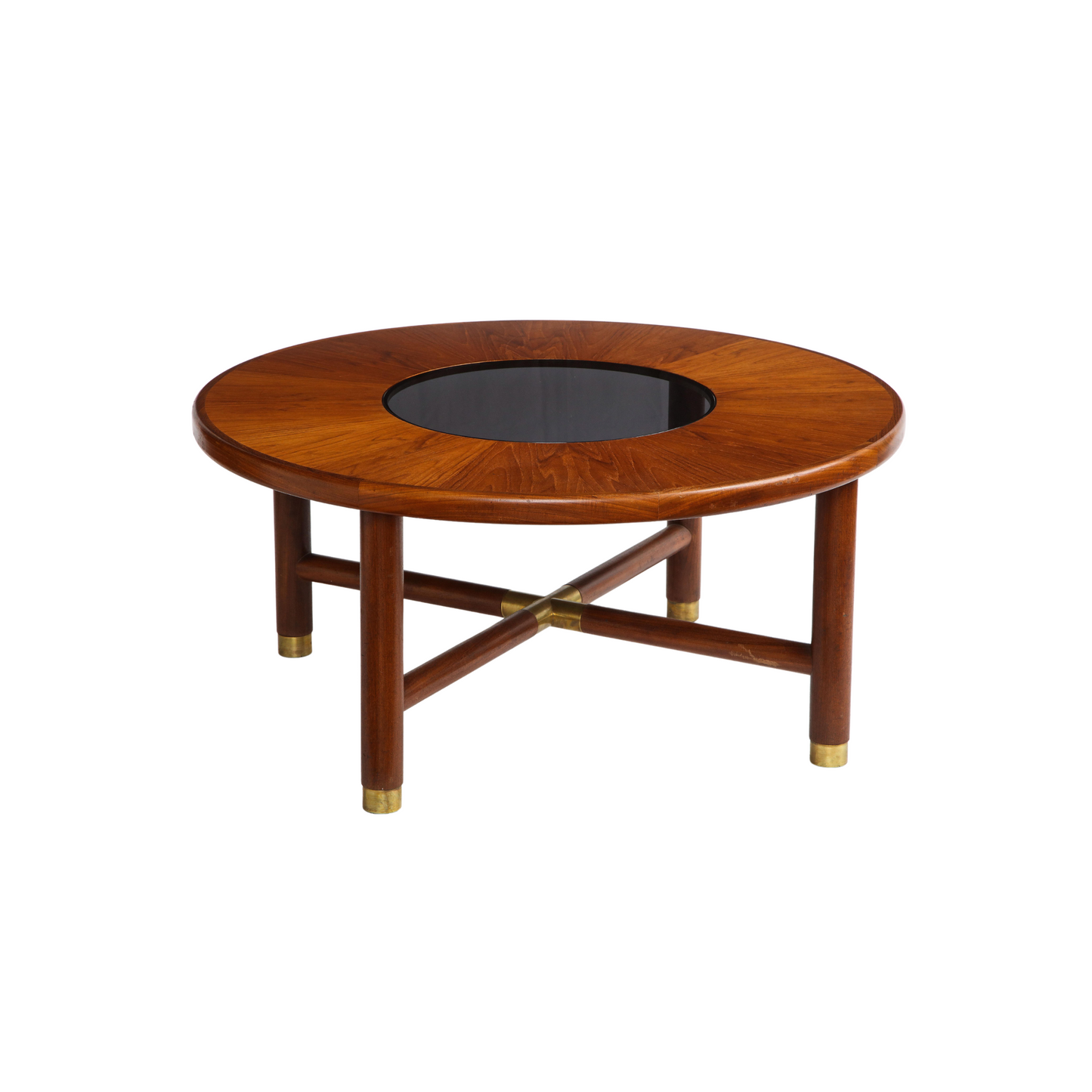 Midcentury Round Teak and Smoked Glass Coffee Table by G-Plan, U.K. 1960s