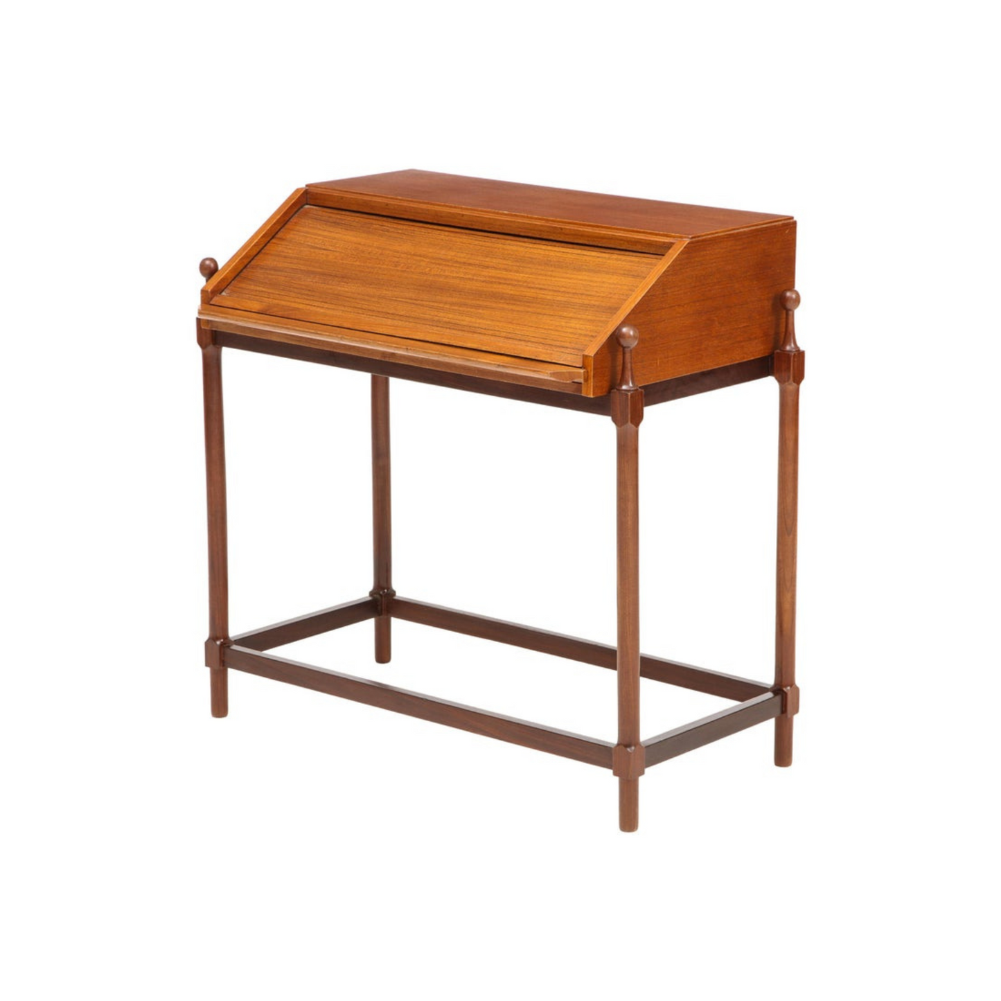 Modernist Teak Rollup Secretary Desk by Fratelli Proserpio, Italy, 1960s