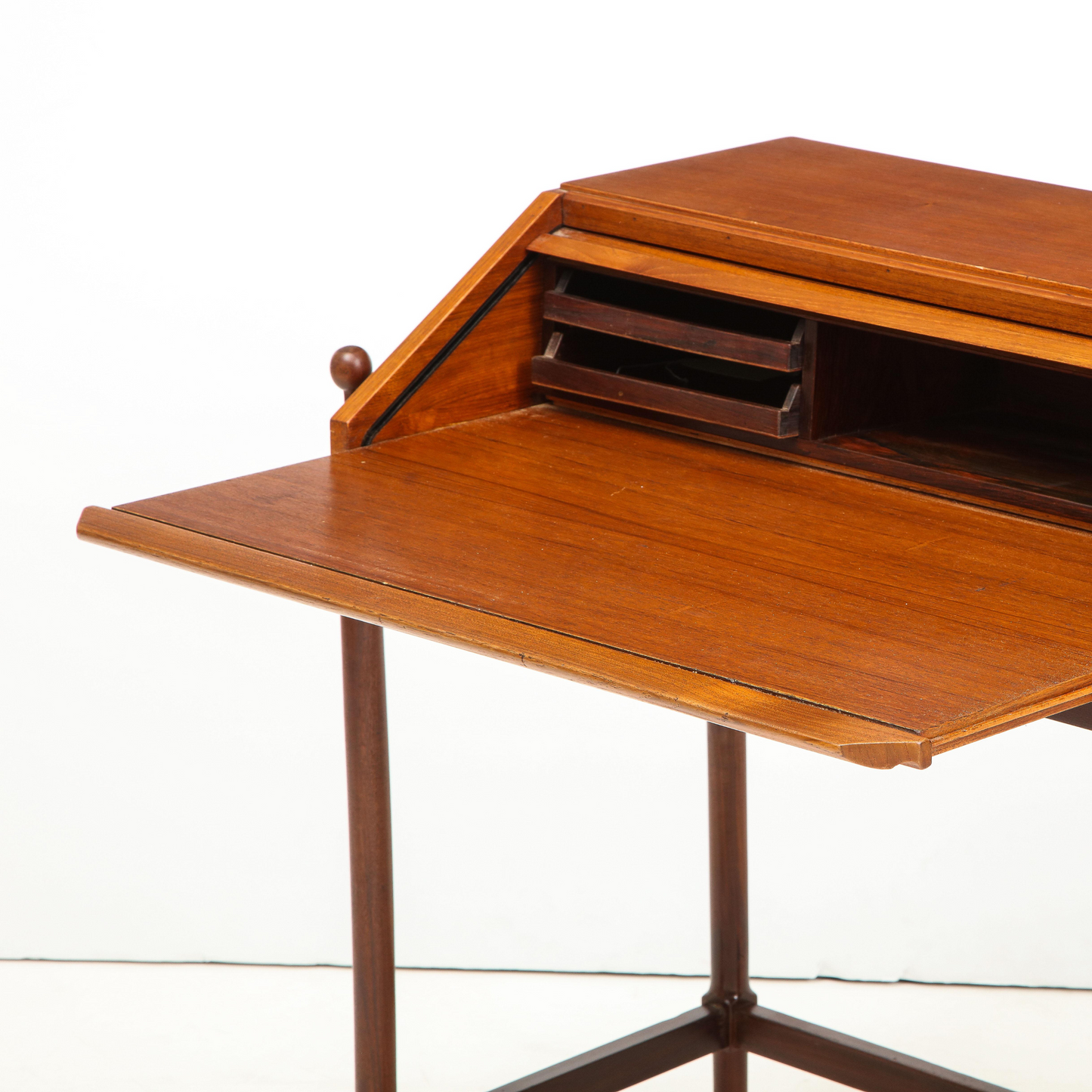 Modernist Teak Rollup Secretary Desk by Fratelli Proserpio, Italy, 1960s