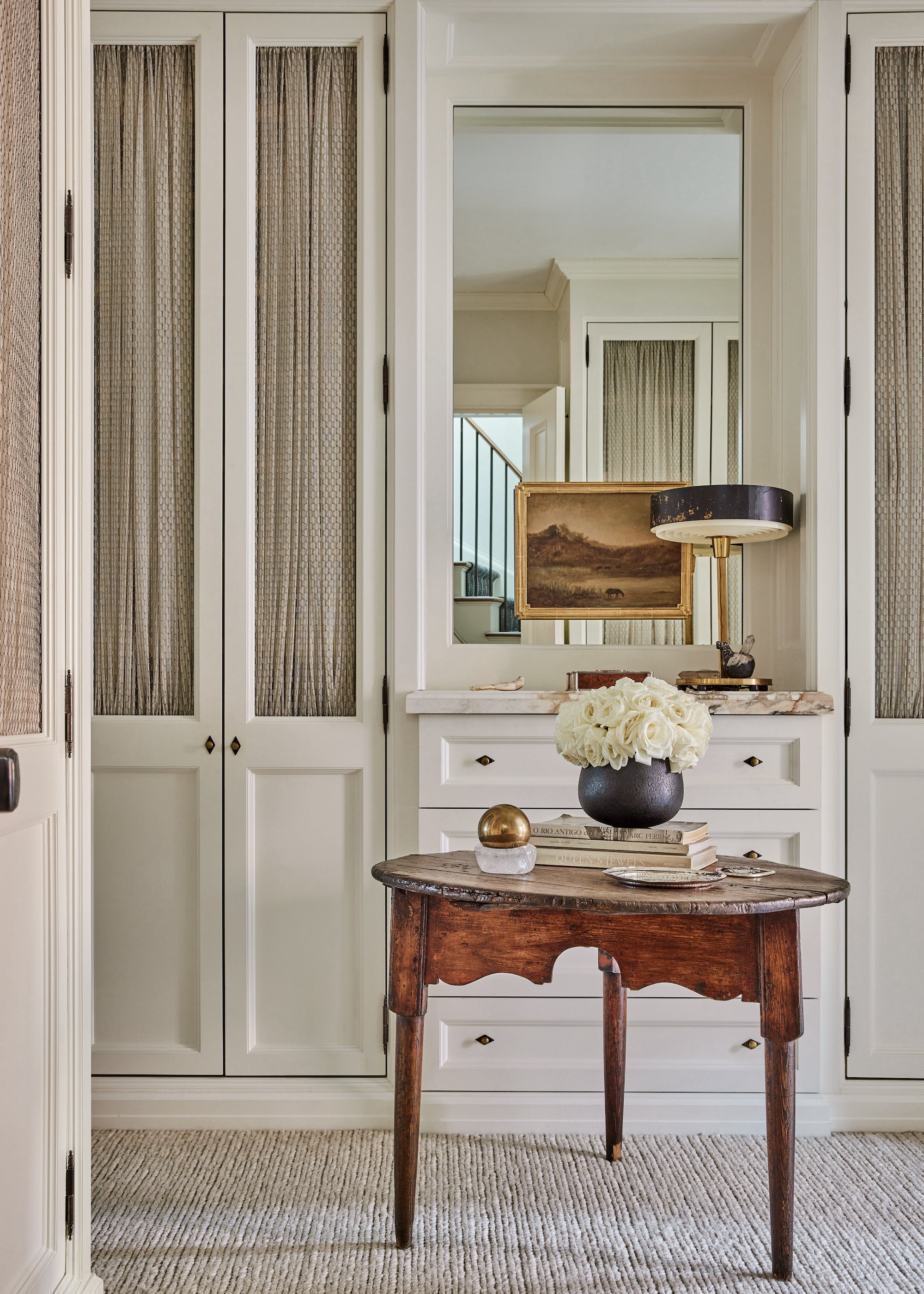 A walk-in closet designed by Nate Berkus and Jeremiah Brent for their West Village home.