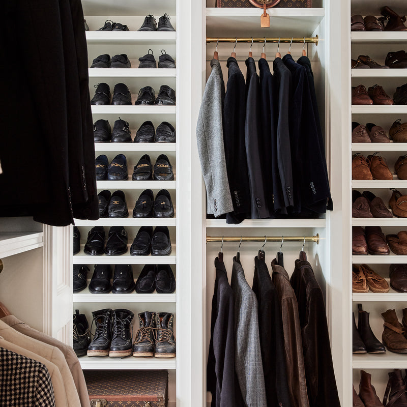 A walk-in closet designed by Nate Berkus and Jeremiah Brent for their West Village home.
