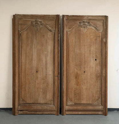 Pair of 19th Century Antique French Carved Oak Panels, c. 1880