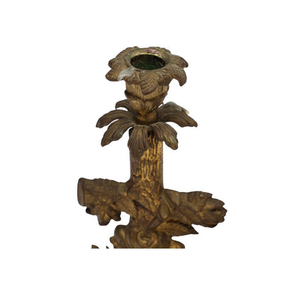 Pair of 19th Century Gilt Metal Foliate Candlesticks