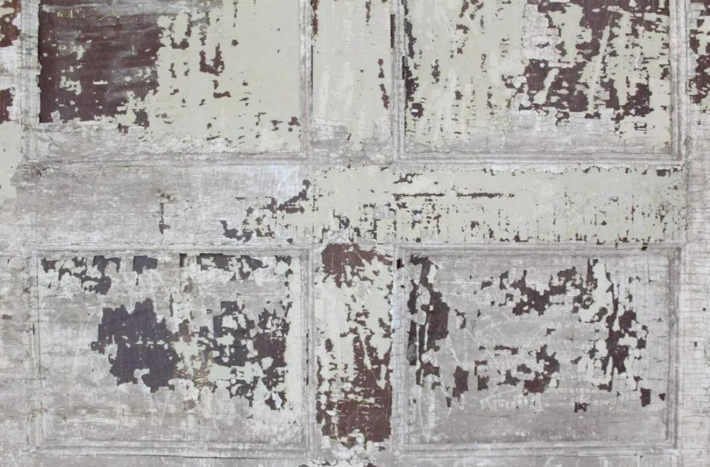 Pair of 9' Antique Distressed Painted White Pocket Doors