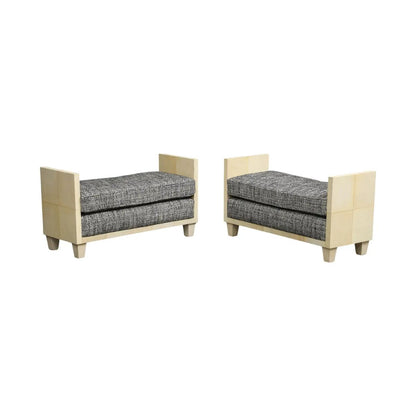 Parchment Benches Inspired by Jean Michel Frank, Mid-Century Modern Style