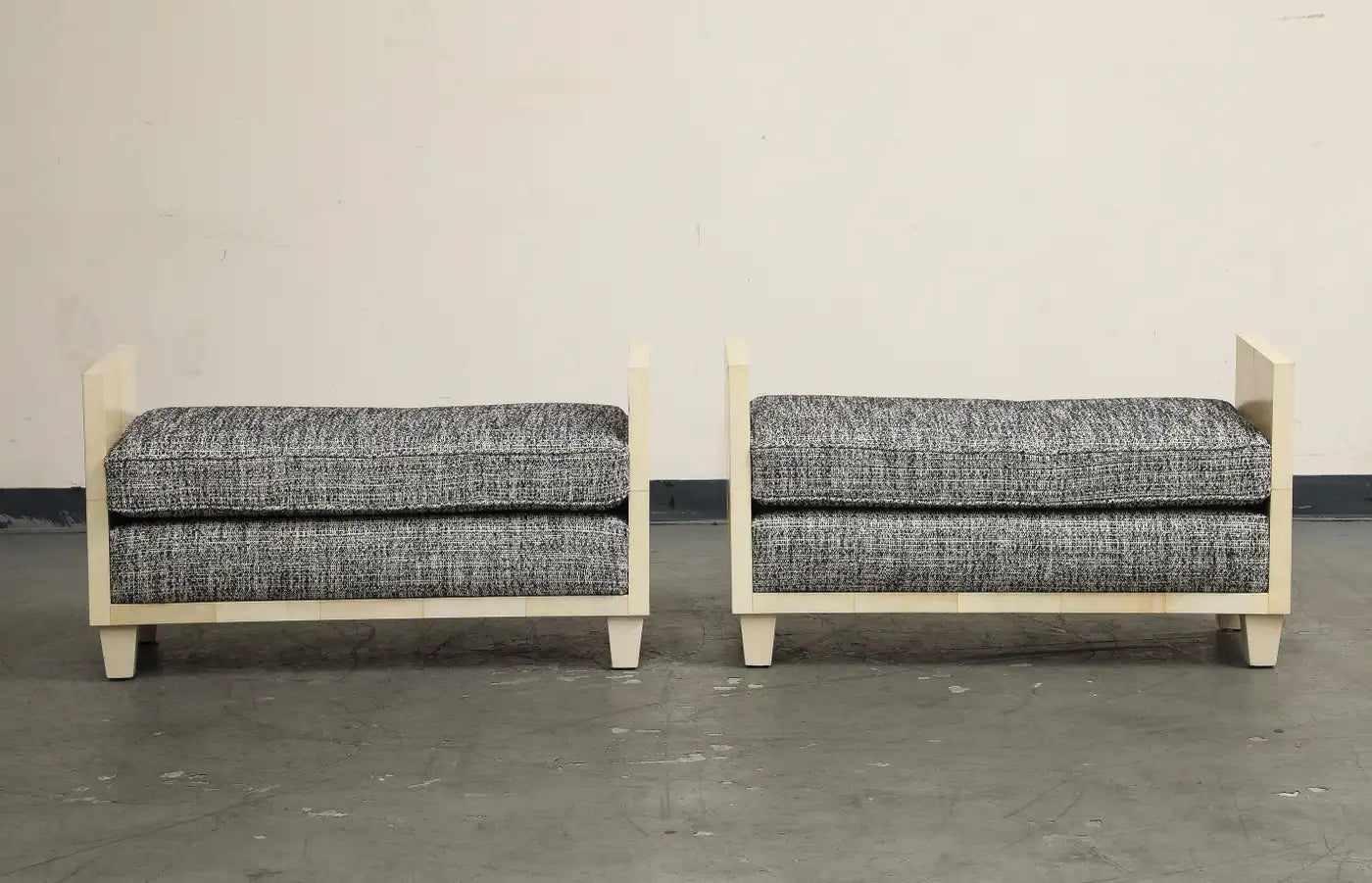 Parchment Benches Inspired by Jean Michel Frank, Mid-Century Modern Style