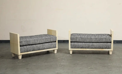Parchment Benches Inspired by Jean Michel Frank, Mid-Century Modern Style