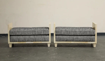 Parchment Benches Inspired by Jean Michel Frank, Mid-Century Modern Style