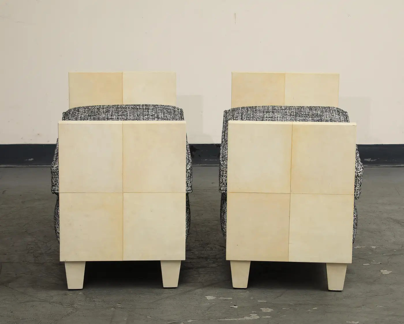 Parchment Benches Inspired by Jean Michel Frank, Mid-Century Modern Style