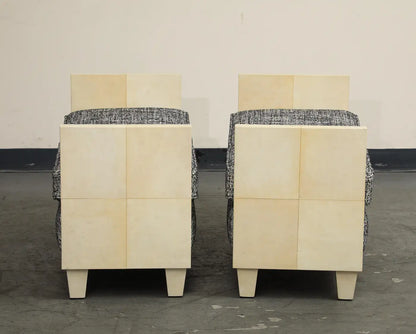Parchment Benches Inspired by Jean Michel Frank, Mid-Century Modern Style
