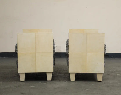 Parchment Benches Inspired by Jean Michel Frank, Mid-Century Modern Style