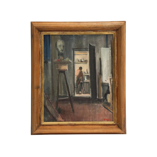 Ponziano Togni (Swiss, 1906-1971), Oil on Canvas "Studio View", Signed, 1940-1945