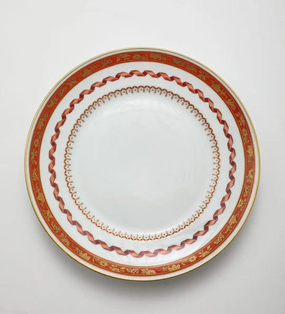 Richard Ginori 1735 Hand-painted Porcelain Dinner Plate in Pincio Red