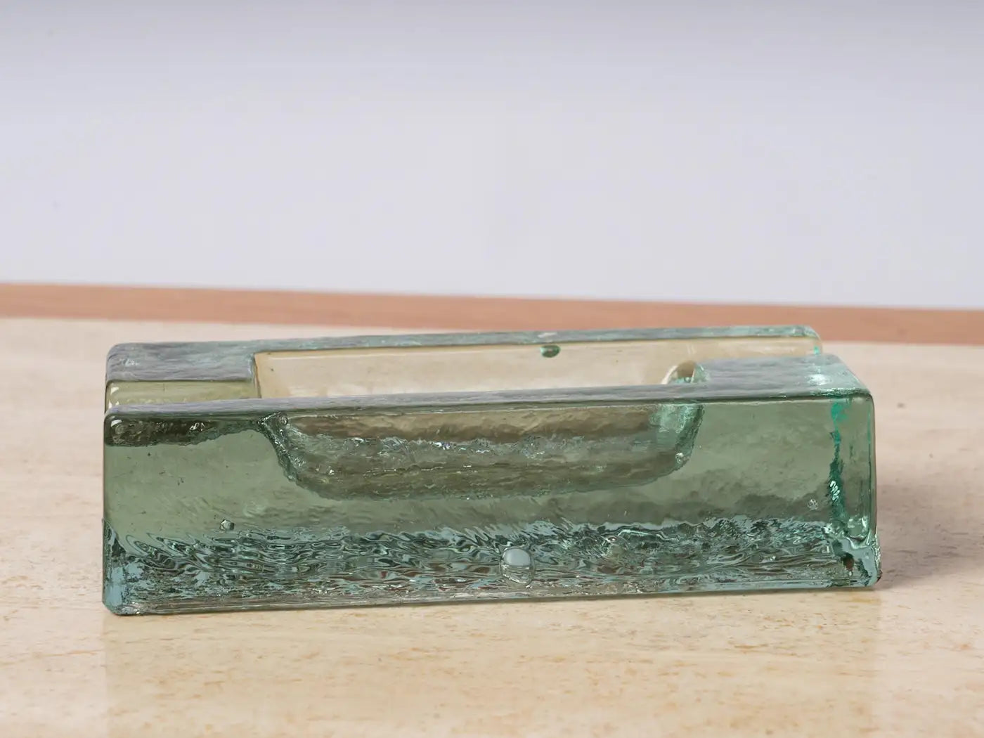 Saint Gobain Green Glass Vide Poche, France 1950s