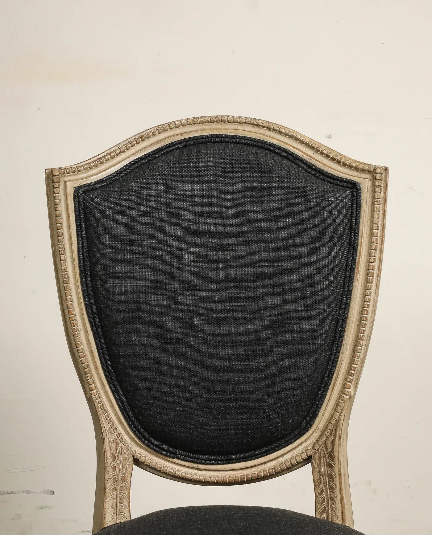 Set of 4 Louis XVI Style Side Chairs with New Linen and Suede Upholstery