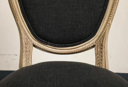 Set of 4 Louis XVI Style Side Chairs with New Linen and Suede Upholstery