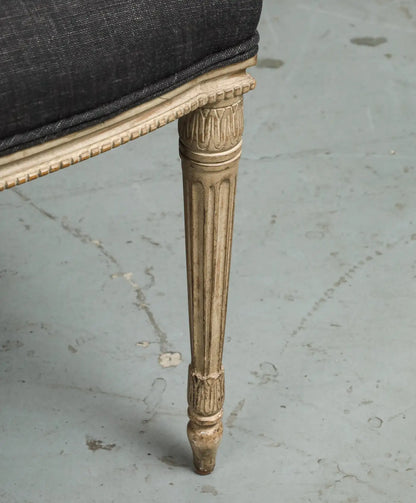 Set of 4 Louis XVI Style Side Chairs with New Linen and Suede Upholstery