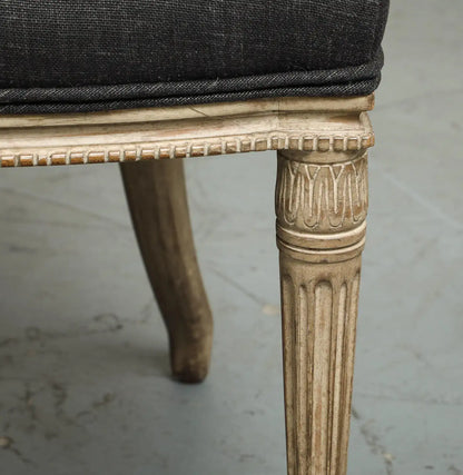 Set of 4 Louis XVI Style Side Chairs with New Linen and Suede Upholstery