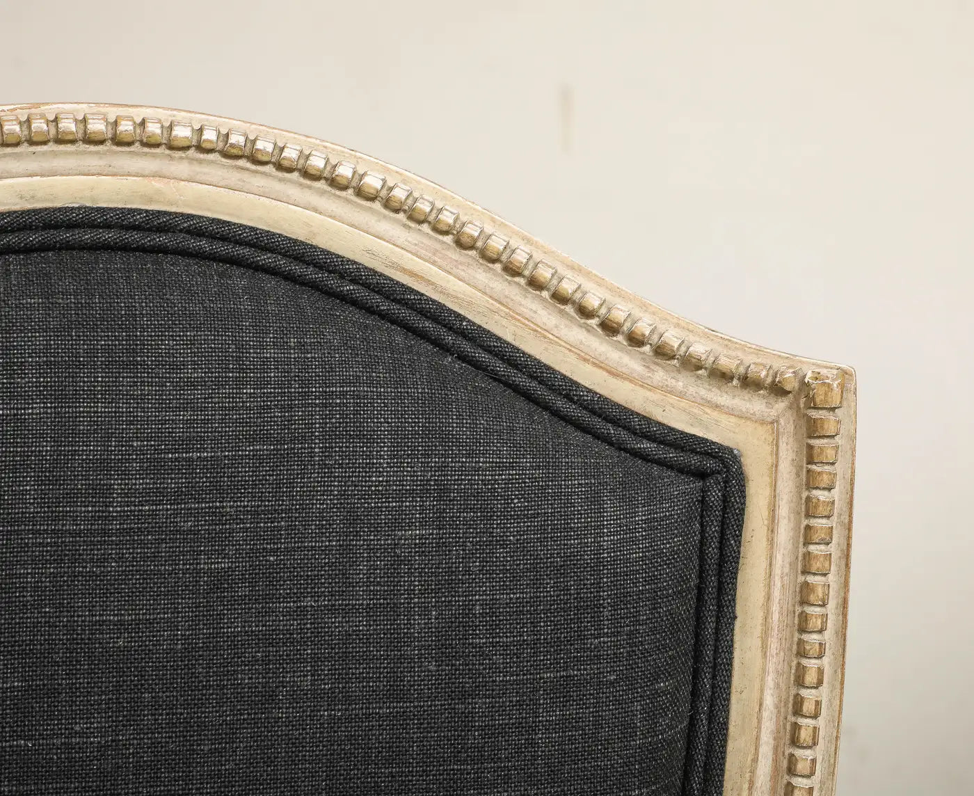 Set of 4 Louis XVI Style Side Chairs with New Linen and Suede Upholstery
