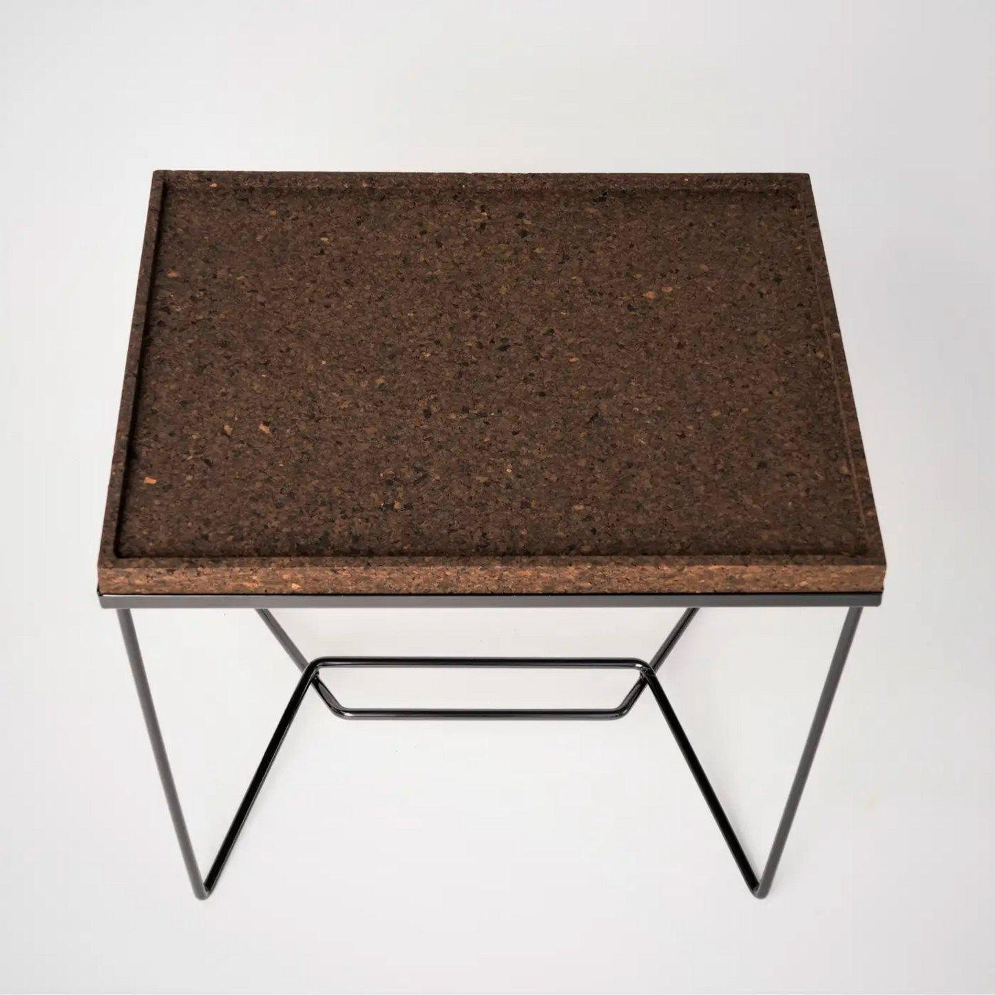 "Trombone" Black Lacquered Steel & Burnt Cork Side Table by Facto Atelier Paris