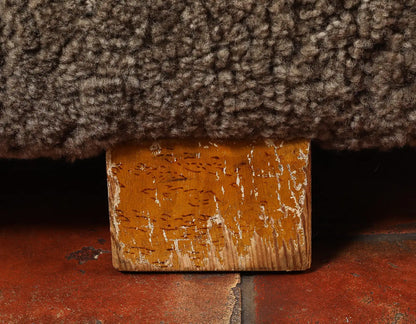 Vintage Grey Shearling Footstool