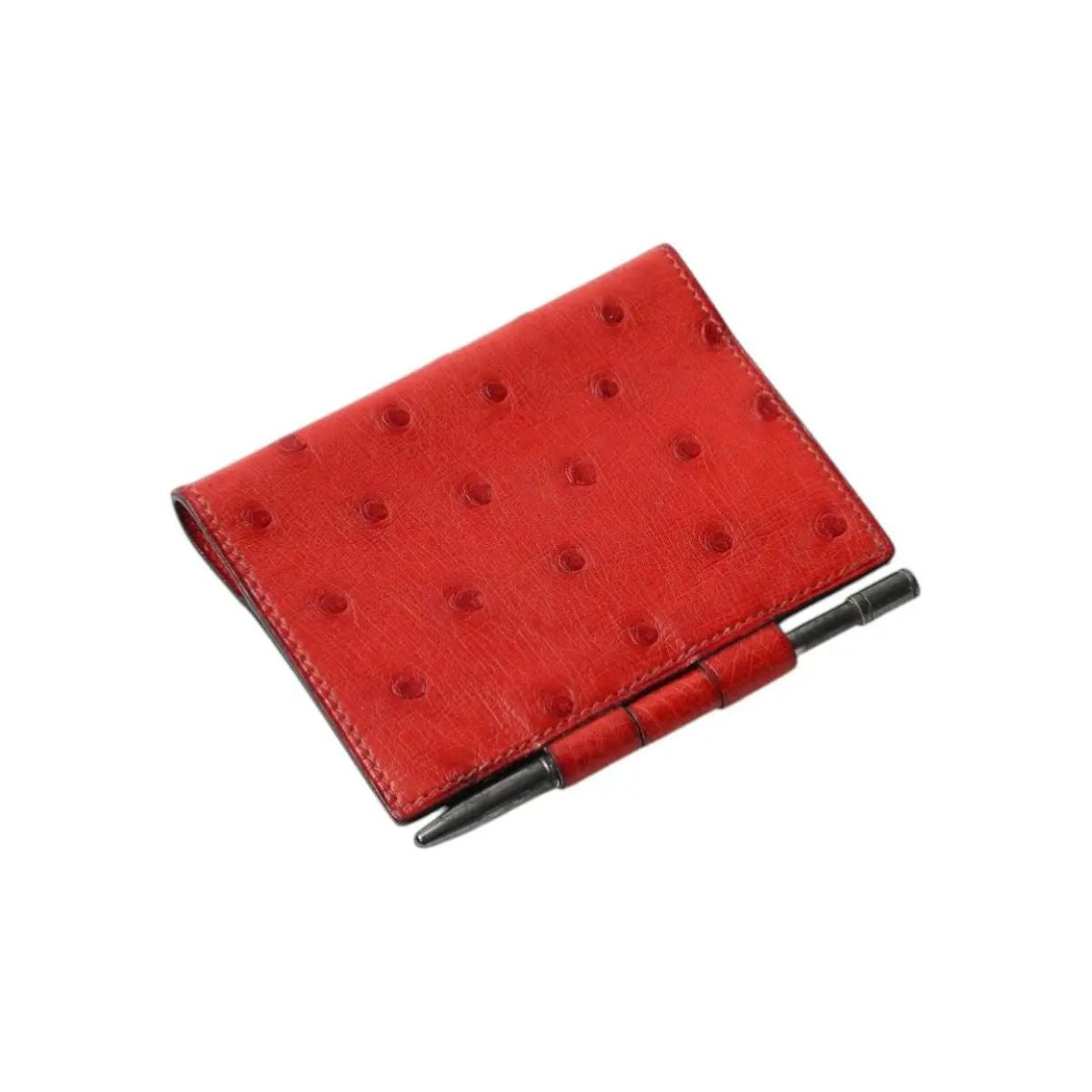 Vintage Midcentury Hermès Red Ostrich Pocket Agenda with Pen