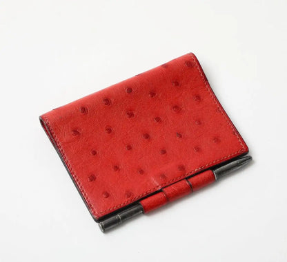 Vintage Midcentury Hermès Red Ostrich Pocket Agenda with Pen