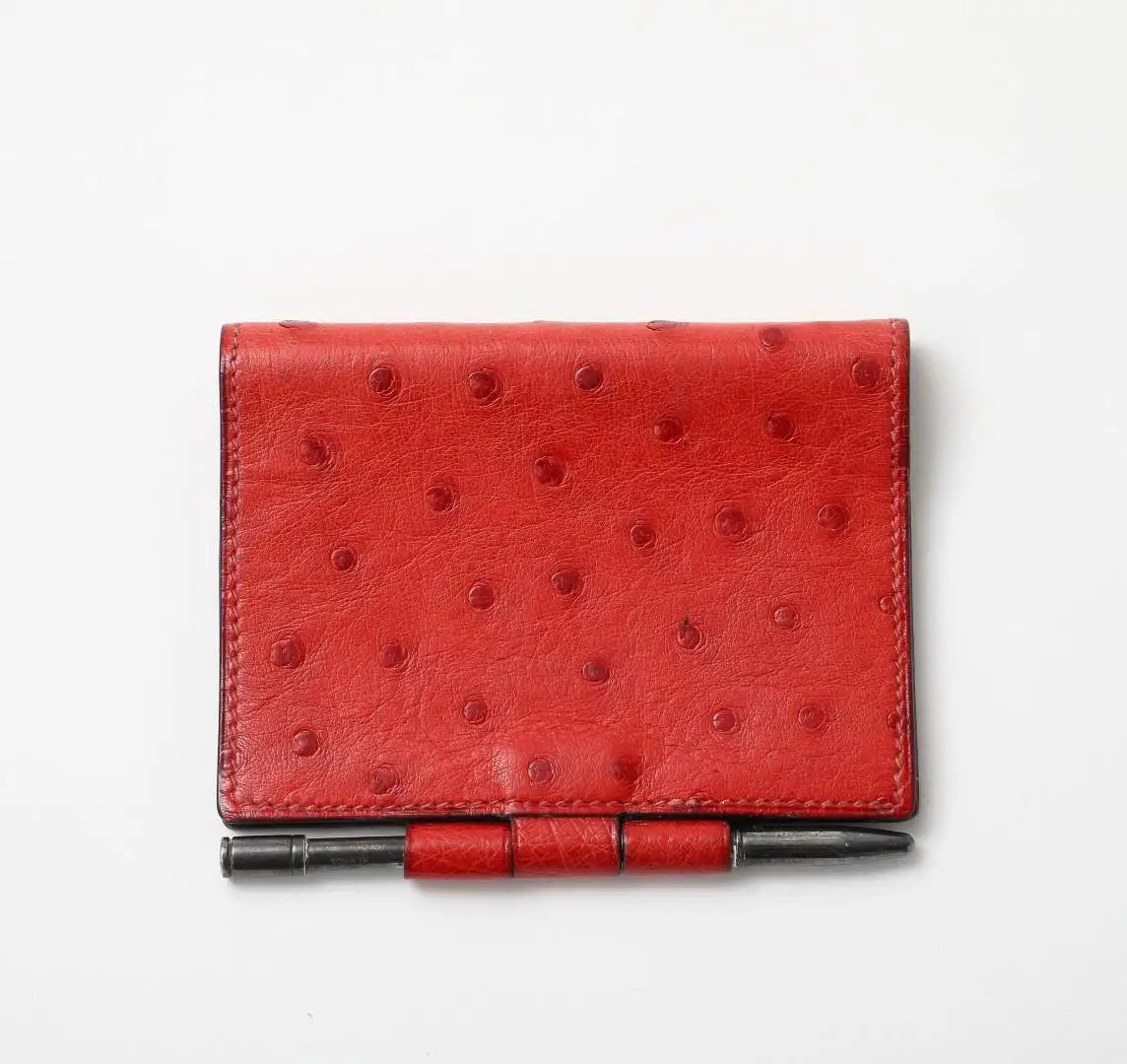 Vintage Midcentury Hermès Red Ostrich Pocket Agenda with Pen
