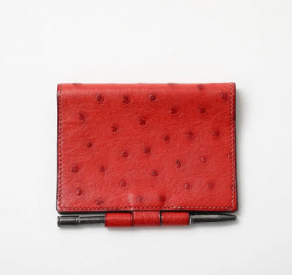 Vintage Midcentury Hermès Red Ostrich Pocket Agenda with Pen