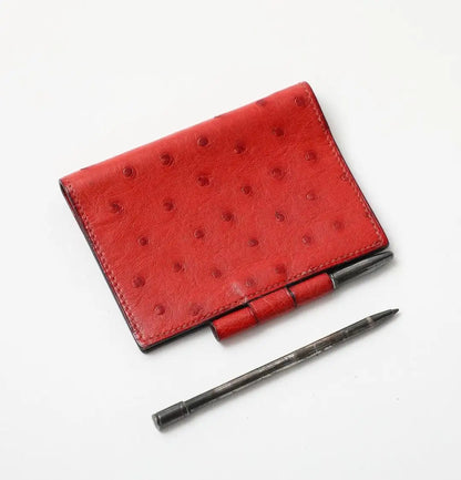 Vintage Midcentury Hermès Red Ostrich Pocket Agenda with Pen