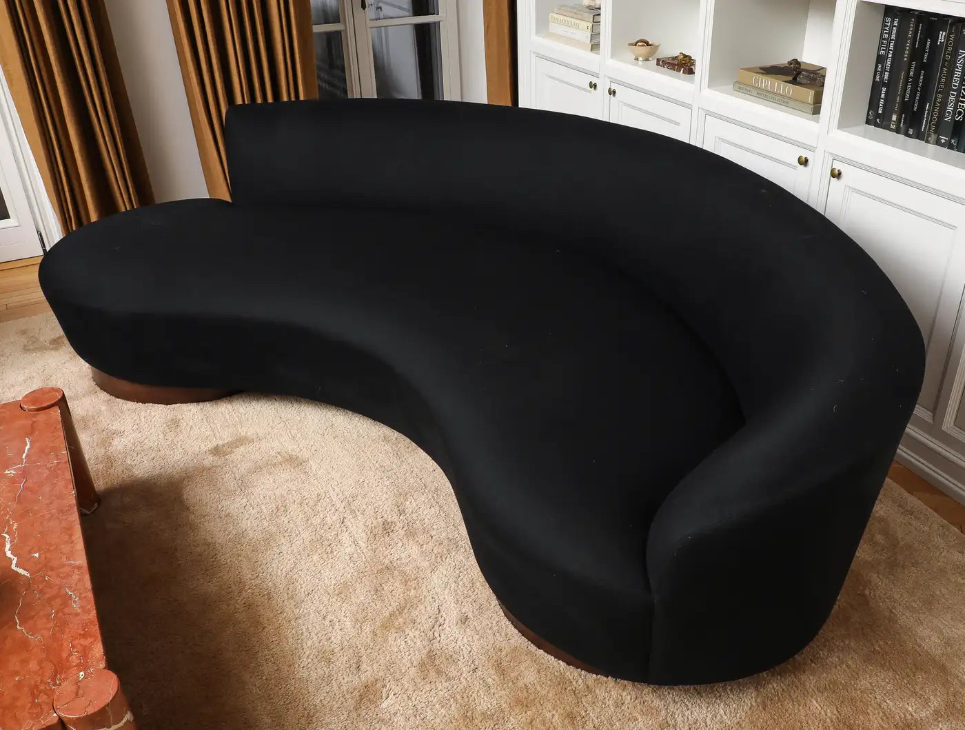 Vladimir Kagan for Directional Serpentine Cloud Sofa in Black Cashmere, 1970s