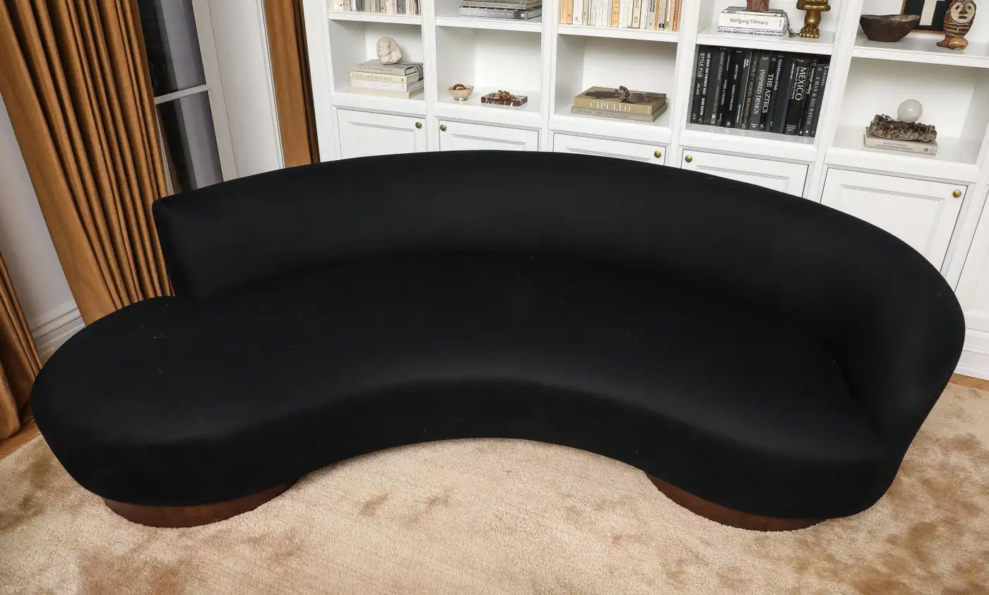 Vladimir Kagan for Directional Serpentine Cloud Sofa in Black Cashmere, 1970s