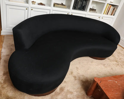 Vladimir Kagan for Directional Serpentine Cloud Sofa in Black Cashmere, 1970s