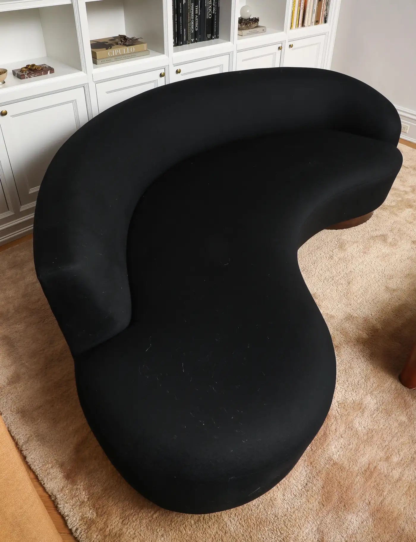 Vladimir Kagan for Directional Serpentine Cloud Sofa in Black Cashmere, 1970s