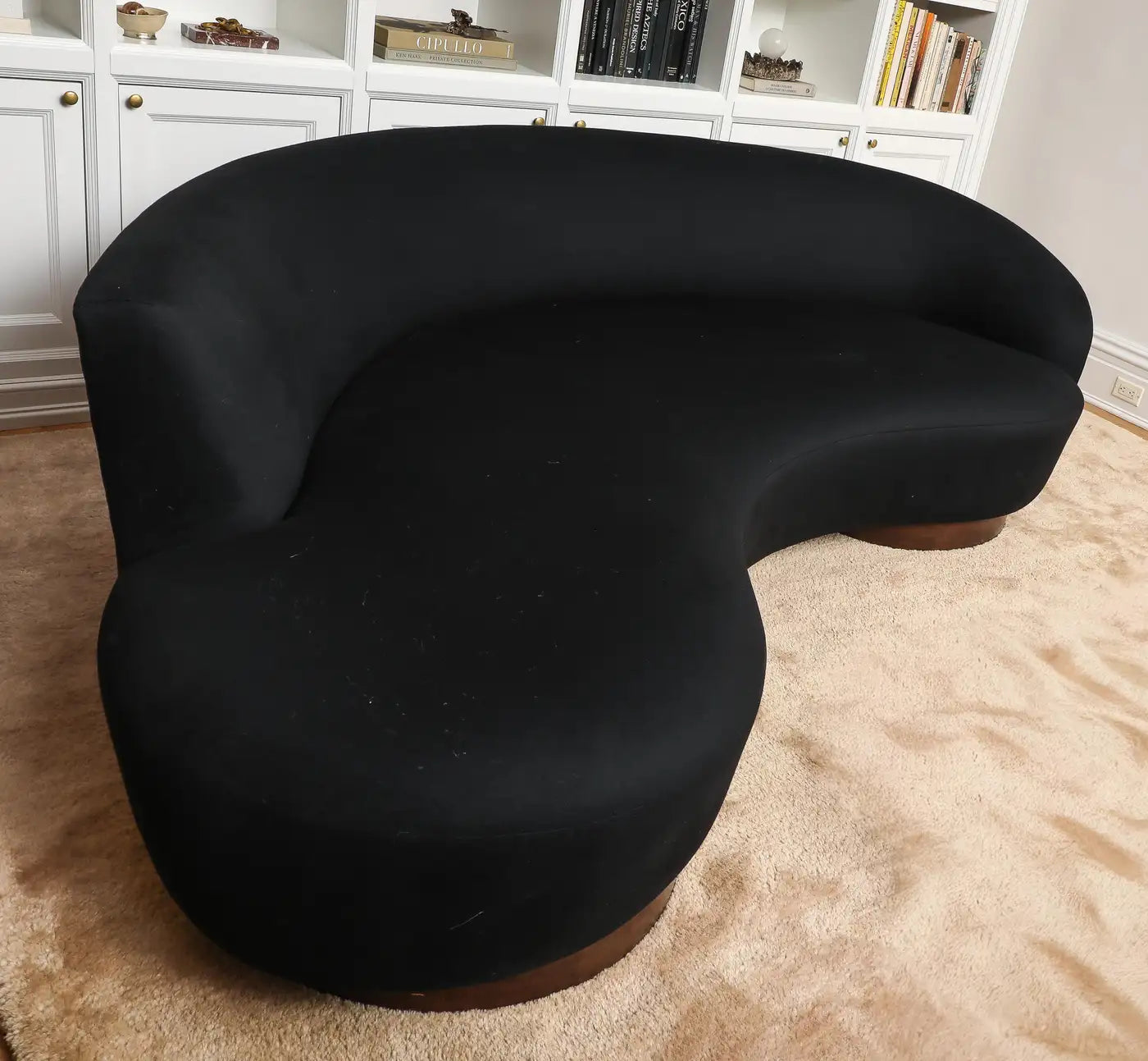 Vladimir Kagan for Directional Serpentine Cloud Sofa in Black Cashmere, 1970s