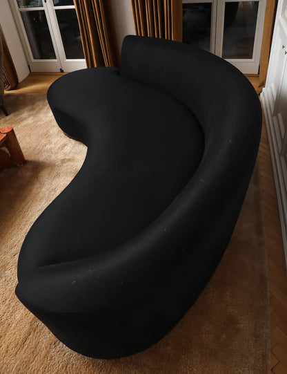 Vladimir Kagan for Directional Serpentine Cloud Sofa in Black Cashmere, 1970s
