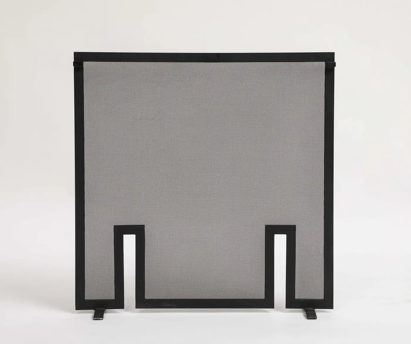 Contemporary Black Metal Mesh Firescreen