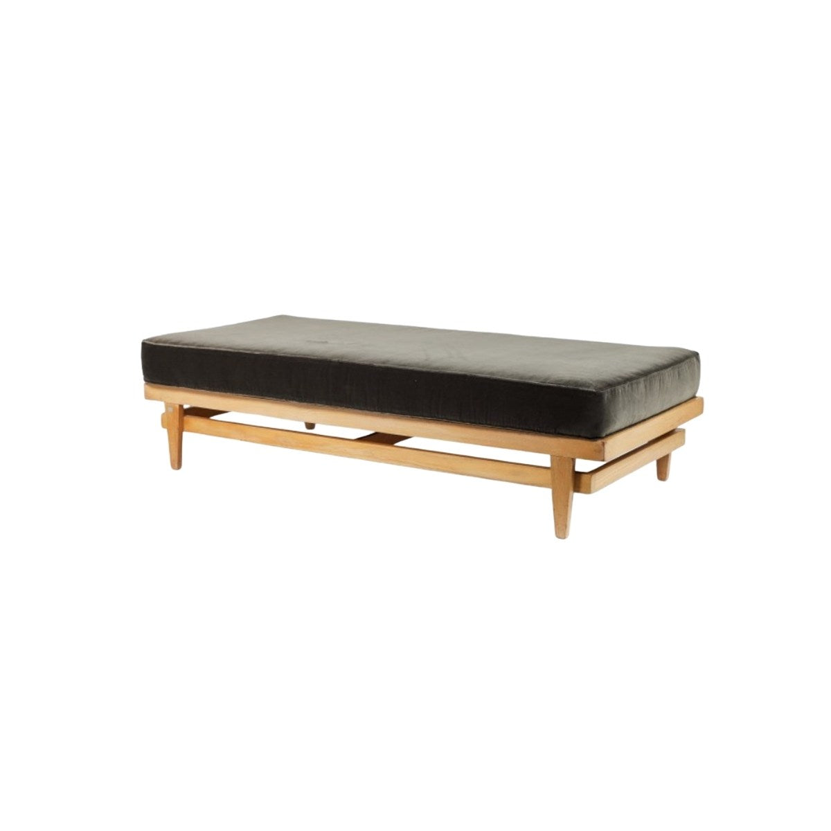 1960s Bleached Oak Daybed by Bertrand Goldberg with Velvet Cushion