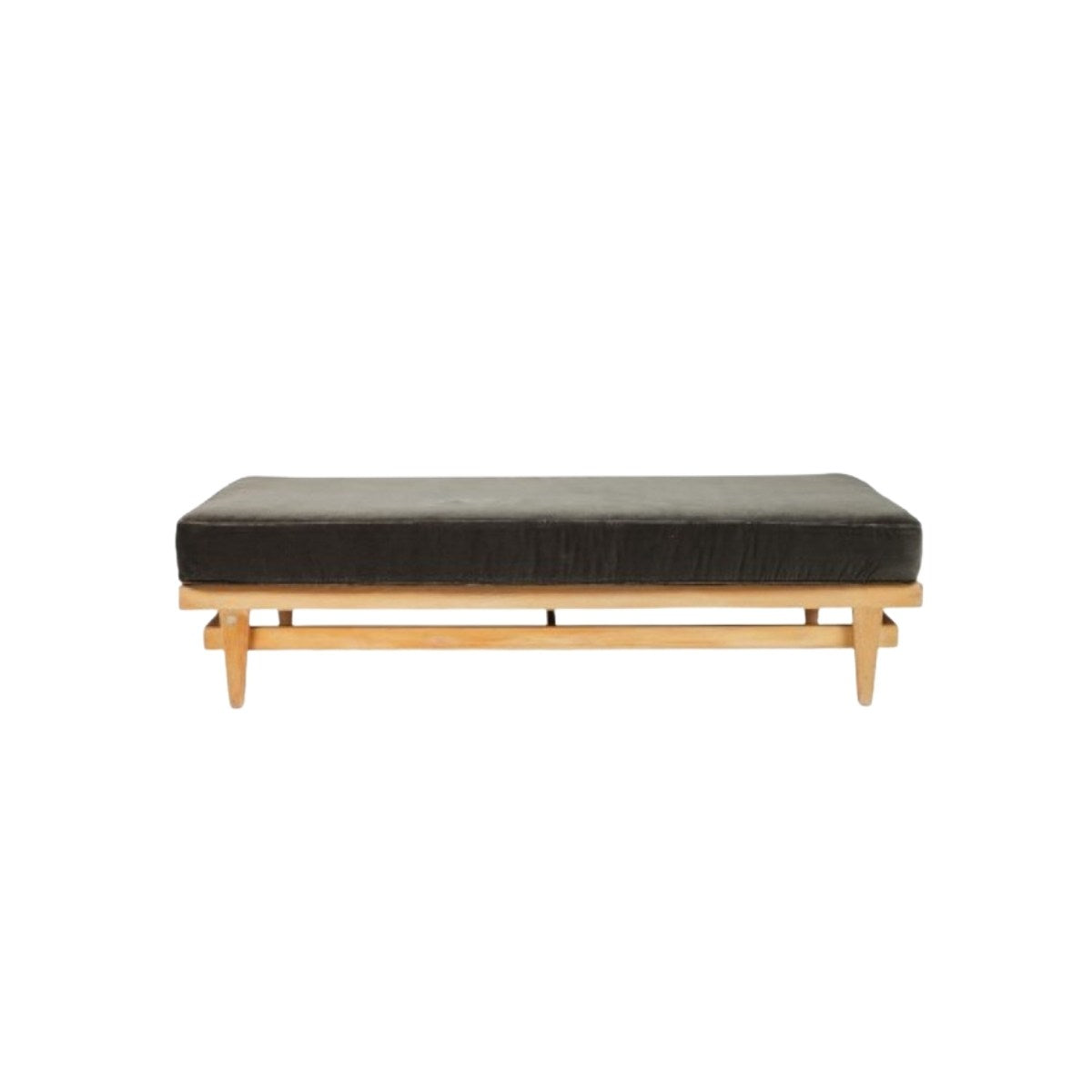 1960s Bleached Oak Daybed by Bertrand Goldberg with Velvet Cushion